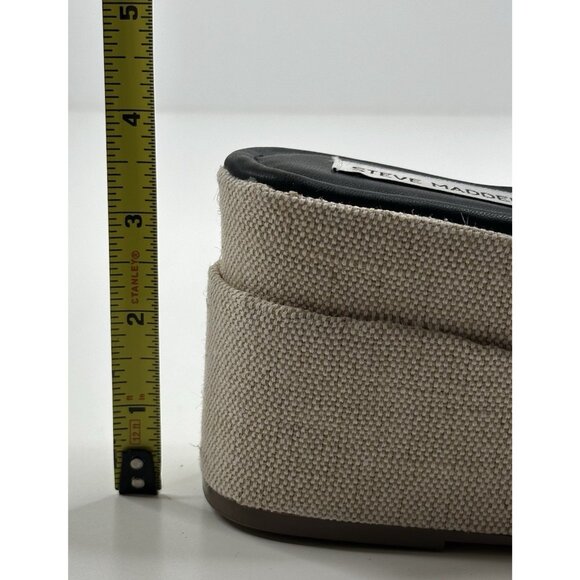 Steve Madden Merrcer Platform Slide Wedge Sandal Black Leather Womens 8M New - Picture 7 of 9